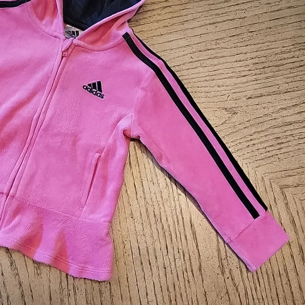 2T pink velour Hooded jacket Adidas 💖
